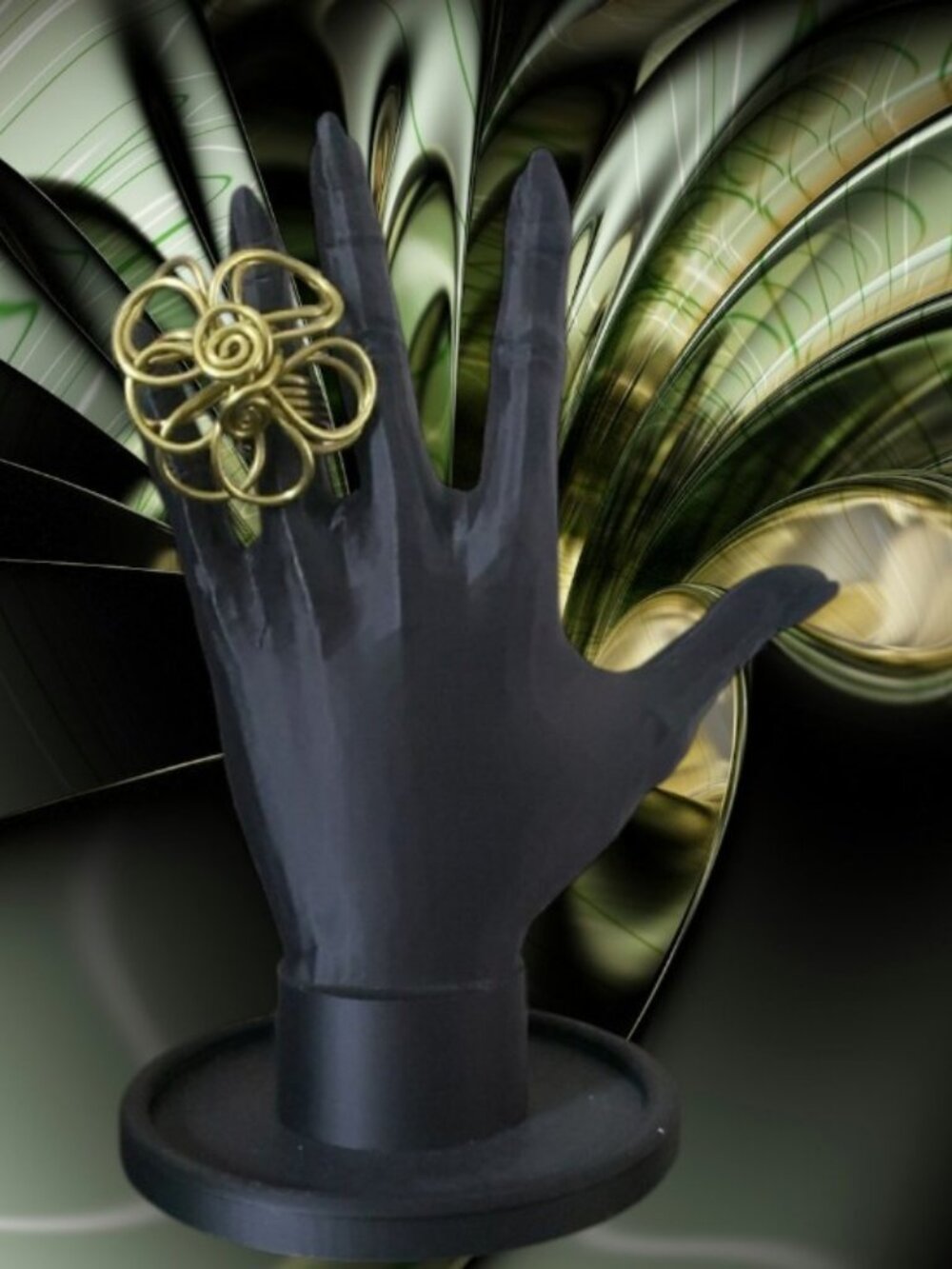 Bold Golden Lime Green Wire Flower Statement Ring ✨Size: 6.5✨ NWOT - Picture 9 of 12